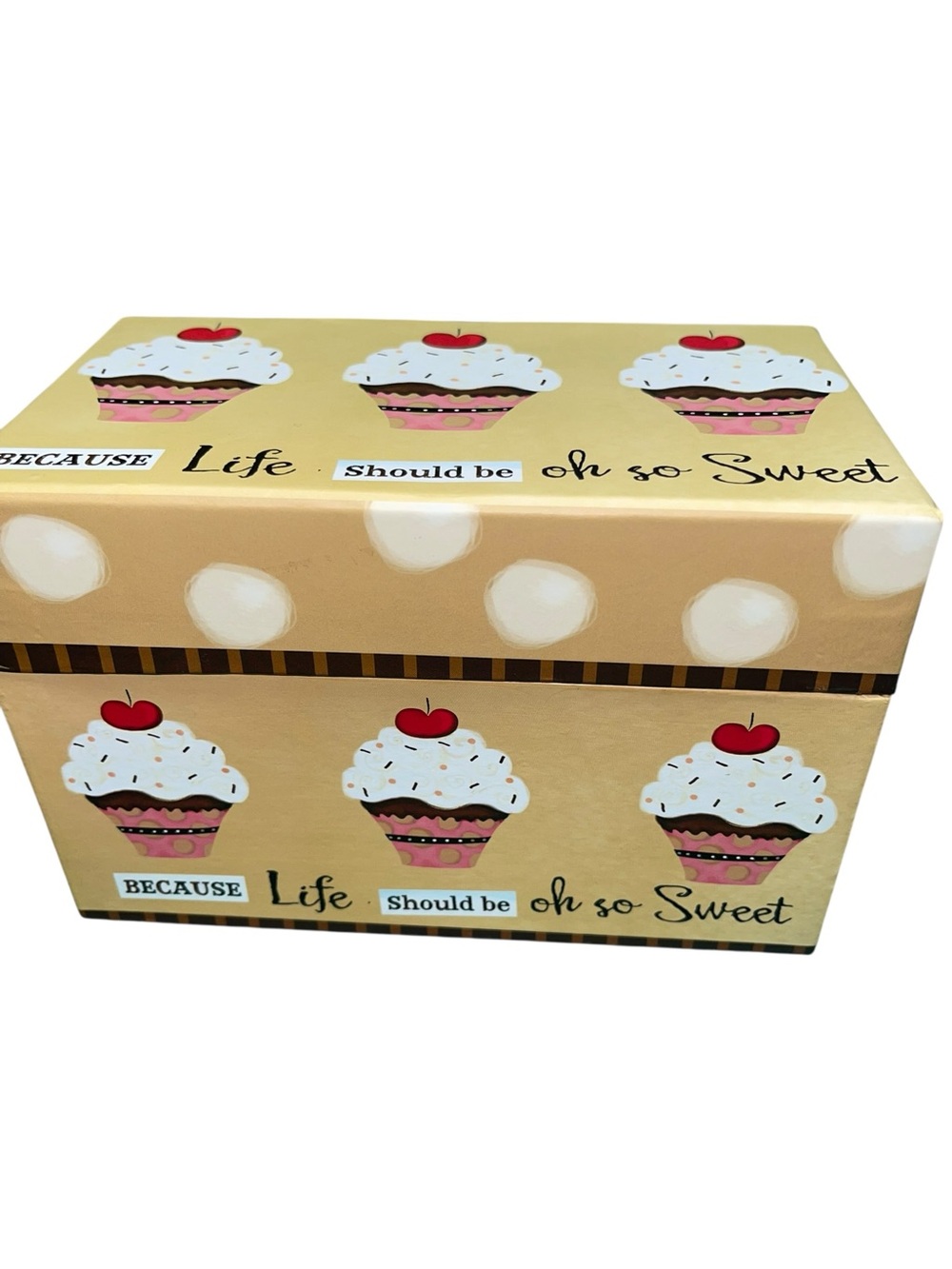 Pink Cupcake Recipe Card Organizer - Decorative Recipe Box - Picture 2 of 5